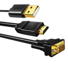 UGreen HDMI TO VGA Converter Round Cable - 1.5M (Black) (MM101/30449)