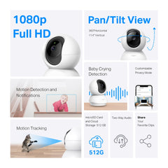 Câmara de Segurança Wi-Fi Inteligente Full HD 1080p Pan/Tilt TP-Link Tapo C200 com Visão Noturna e Áudio Bidirecional