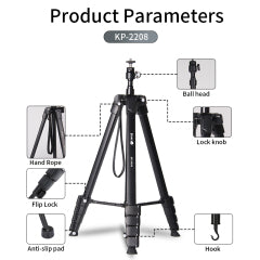 Tripé Profissional Jmary KP-2208 | Altura de 1.71m – Leve, Compacto e Versátil para Câmeras e Smartphones