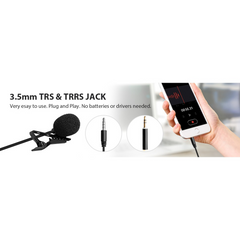 Microfone de Lapela Duplo Maono AU-402L para Smartphones, Câmeras e Gravadores