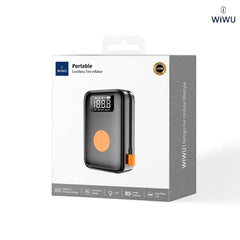 Inflador de Pneus Portátil WiWU WI-AI003 | Compressor Digital 90W com Bateria de 5.000mAh (2x 2500mAh) – Cilindro 22 para Carros, Motos e Bicicletas