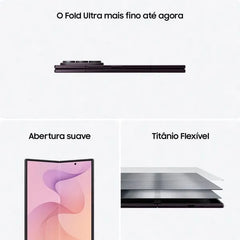 Smartphone dobrável Samsung Galaxy Z Fold8 Ultra 5G 12GB RAM 256GB Tela 8.0" Dynamic AMOLED 2X 120Hz Snapdragon 8 Elite Gen 5 Estrutura em Titânio