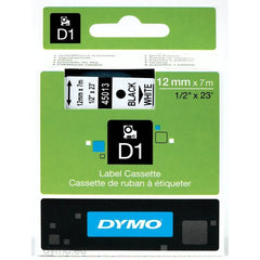 Fita Rotuladora DYMO D1 12mm × 7m – Branca (Modelo 45013) | Impressão Preta em Fita Branca, Alta Aderência para Superfícies Planas e Compatibilidade LabelManager / Rhino