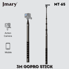 Bastão de Selfie Jmary MT-65 em Fibra de Carbono | Extensão de 3 Metros para Câmeras de Ação – Ultra Leve e com Tripé