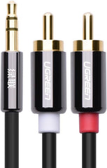 Cabo de Áudio UGREEN P2 (3,5mm) Macho para 2 RCA Macho – 2 Metros