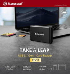 Leitor Multicartões Transcend All-in-1 USB 3.1 Gen 1 Tipo-C