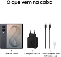 Smartphone dobrável Samsung Galaxy Z Fold8 5G 12GB RAM 256GB Tela Dobrável Dynamic AMOLED 2X 120Hz Processador Snapdragon 8 Elite Gen