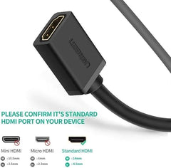 UGREEN 10141 – Cabo de Extensão HDMI 1 Metro (4K, 3D, Alta Velocidade, HDMI Macho para Fêmea)