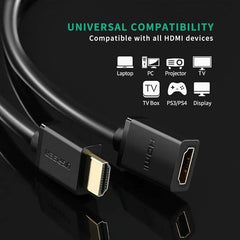 UGREEN 10141 – Cabo de Extensão HDMI 1 Metro (4K, 3D, Alta Velocidade, HDMI Macho para Fêmea)