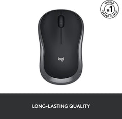 Rato Sem Fio Logitech M186 Cinza Receptor Nano USB 2.4 GHz Sensor Óptico 1000 DPI