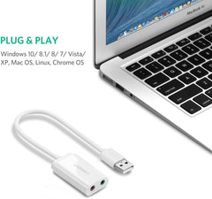 UGREEN 30143 – Adaptador de Som Externo USB para Saída de Áudio 3,5 mm