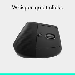 Rato Ergonómico Vertical Sem Fio Logitech Lift Ângulo de 57° Conexão Bluetooth e Logi Bolt Sensor 4000 DPI Autonomia 24 Meses