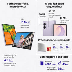 Smartphone dobrável Samsung Galaxy Z Fold8 5G 12GB RAM 256GB Tela Dobrável Dynamic AMOLED 2X 120Hz Processador Snapdragon 8 Elite Gen