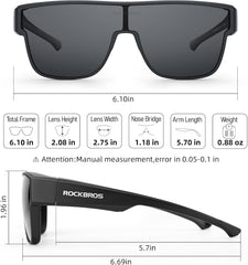 ROCKBROS Polarized Fit Over Glasses Sunglasses – Óculos Envelopantes Polarizados com Proteção UV400 (Unissex)
