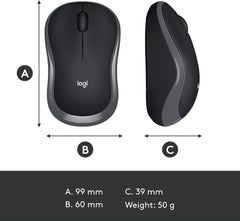 Rato Sem Fio Logitech M186 Cinza Receptor Nano USB 2.4 GHz Sensor Óptico 1000 DPI