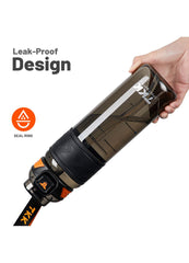 Garrafa de Água Tritan TKK-1020 | 1000ml com Canudo e Design Ergonómico – Orange & Black