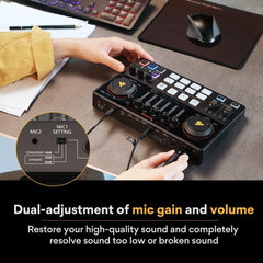 Kit de Áudio Podcast Maonocaster AME2A: Placa de Som XLR Externa com Mesa de Mistura e Microfone Condensador