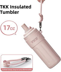 Copo de Viagem Térmico TKK-2035 500ml com Revestimento Interno em Cerâmica e Tampa com Canudo