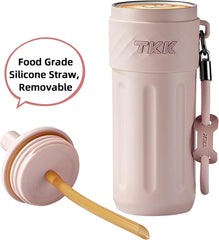 Copo de Viagem Térmico TKK-2035 500ml com Revestimento Interno em Cerâmica e Tampa com Canudo
