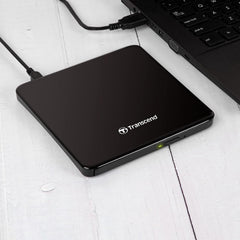Gravador e Leitor Externo de CD/DVD Transcend TS8XDVDS-K Ultra Slim USB 2.0 Suporte M-DISC Preto