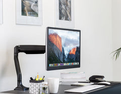 Suporte de Mesa Articulado com Braço para Monitor 17" a 30" (Preto) | Ajuste de Altura e Inclinação, Sistema de Gestão de Cabos Integrado, Fixação por Grampo/Furo e Compatibilidade VESA