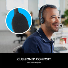 Headset Estéreo Logitech H111 On-Ear com Microfone Giratório P2 Único (Preto)
