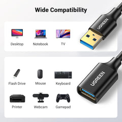 Cabo Extensor UGREEN USB 3.0 A Macho para A Fêmea – 1 Metro (10368)