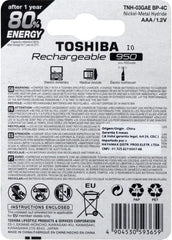 PILHAS TOSHIBA AAA – Pack com 4 Unidades
