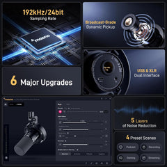 Microfone Dinâmico Maono PD300X para Podcast e Streaming (XLR / USB-C)