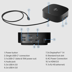 Dock HP USB-C G5 – Estação de Acoplamento 11 em 1