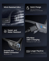 Fones de Ouvido Esportivos Shokz OpenRun Pro 2 Condução Óssea e Aérea Bluetooth