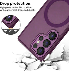Capa Moobifi Clear Matte MagSafe com Proteção Dedicada de Câmara para Smartphone Samsung Galaxy S26 Ultra (LHA54) - Transparente Fosca / Roxo Violeta