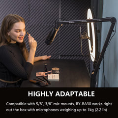 BOYA BY‑BA30 – Boom Arm para Microfone com Fixação em Mesa