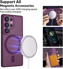 Capa Moobifi Clear Matte MagSafe com Proteção Dedicada de Câmara para Smartphone Samsung Galaxy S26 Ultra (LHA54) - Transparente Fosca / Roxo Violeta