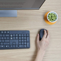 Kit Teclado e Rato Sem Fio Logitech MK235 Combo 2.4 GHz Receptor Nano USB Bateria até 36 Meses Teclado Numérico Resistente a Salpicos