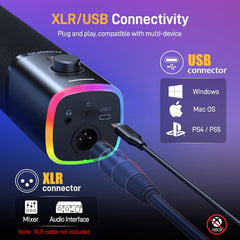 Microfone Dinâmico Maono PD100X para Podcast e Streaming (XLR / USB-C)