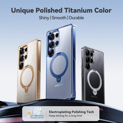 BL038 – Capa Transparente Magnética com Suporte Rotativo 360° para Samsung Galaxy S25 / S25 Ultra