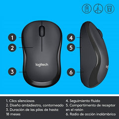 Mouse Logitech B220 Silent, Sem Fio, Preto