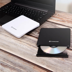 Gravador e Leitor Externo de CD/DVD Transcend TS8XDVDS-K Ultra Slim USB 2.0 Suporte M-DISC Preto