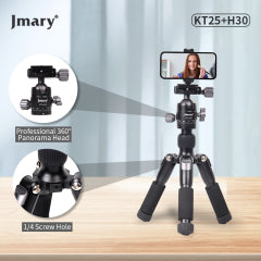 Mini Tripé Profissional Jmary KT25H30 | Construção em Alumínio – Ultra Compacto e Estável para Fotografia de Mesa e Viagens