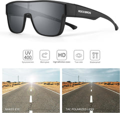 ROCKBROS Polarized Fit Over Glasses Sunglasses – Óculos Envelopantes Polarizados com Proteção UV400 (Unissex)