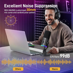 Microfone Dinâmico Maono PD100X para Podcast e Streaming (XLR / USB-C)