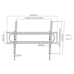 Suporte de Parede Reforçado para TV de 50" a 120" VESA 1000x500 Capacidade até 100kg com Inclinação de 15°