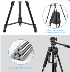 Tripé Fotográfico em Alumínio Zomei T1200 (Suporta até 4 kg / Altura Máx. 150 cm)
