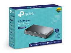 Switch Desktop Gigabit de 8 Portas TP-Link TL-SG1008P com 4 Portas PoE (64W) Plug and Play e Design Silencioso