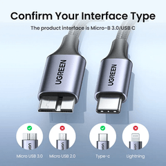 Cabo Ugreen USB Tipo C - micro USB Tipo B