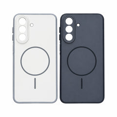 Capa Q Series MagSafe com Proteção de Câmara para Smartphone Samsung Galaxy A26 / Galaxy A17 - Branca / Cinza Claro