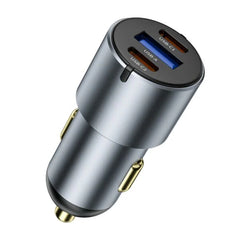 Carregador Automotivo WiWU Nano Pro 60W | Formato Ultra-Compacto em Alumínio – Tripla Saída (2x USB-C PD + 1x USB-A QC) com Tecnologia PPS