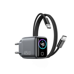 Carregador WiWU Voyager 45W PD/QC GaN CHG500 (Com Tela Inteligente e Cabo USB-C)