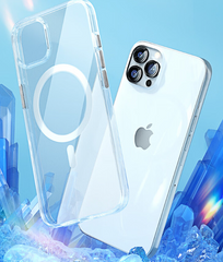 Capa Magnética Blueo Crystal Pro Drop Resistance para iPhone Série 16 (Glitter Transparente)